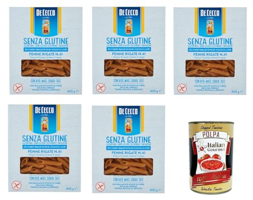 De Cecco Penne rigate senza Glutine No.41, Glutenfrei,100% Italienisch Pasta Nudeln gluten free 5x 400G + Italian Gourmet polpa 400g von Italian Gourmet E.R.