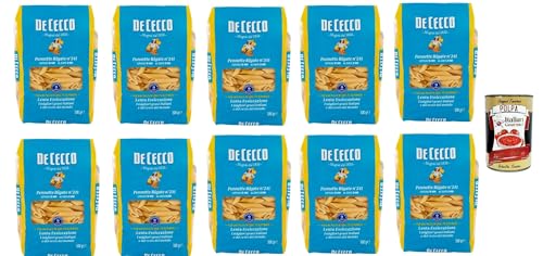 De Cecco Pennette Rigate N°241 100% Italienisch Pasta Nudeln 10x 500g + Italian Gourmet Polpa 400g von Italian Gourmet E.R.