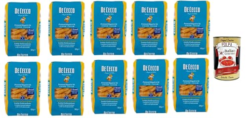 De Cecco Pennoni Rigati N°39, 100% Italienisch Pasta Nudeln 10x 500g + Italian Gourmet Polpa 400g von Italian Gourmet E.R.