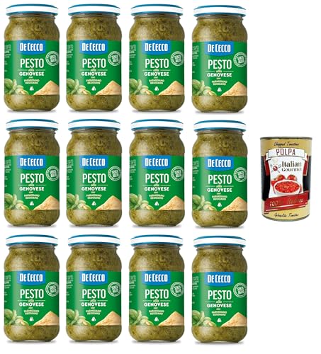 De Cecco Pesto alla Genovese con Parmigiano Reggiano senza aglio Pesto mit frischem Basilikum, Parmigiano Reggiano ohne Knoblauch Italienisches Sauce 12x190g + Italian Gourmet polpa 400g De Cecco Pesto alla Genovese con Parmigiano Reggiano senza aglio Pesto mit frischem Basilikum, Parmigiano Reggiano ohne Knoblauch Italienisches Sauce 12x190g + Italian Gourmet polpa 400g von Italian Gourmet E.R.