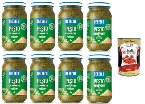 De Cecco Pesto alla Genovese con Parmigiano Reggiano senza aglio Pesto mit frischem Basilikum, Parmigiano Reggiano ohne Knoblauch Italienisches Sauce 8x190g + Italian Gourmet polpa 400g De Cecco Pesto alla Genovese con Parmigiano Reggiano senza aglio Pesto mit frischem Basilikum, Parmigiano Reggiano ohne Knoblauch Italienisches Sauce 8x190g + Italian Gourmet polpa 400g von Italian Gourmet E.R.