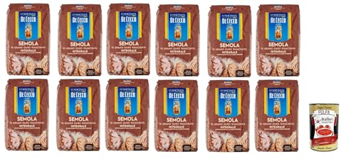 De Cecco Semola di Grano Duro Integrale Vollkorn Hartweizengrieß 12x 1Kg ideal für Pasta und Brot + Italian Gourmet polpa 400g De Cecco Semola di Grano Duro Integrale Vollkorn Hartweizengrieß 12x 1Kg ideal für Pasta und Brot + Italian Gourmet polpa 400g von Italian Gourmet E.R.