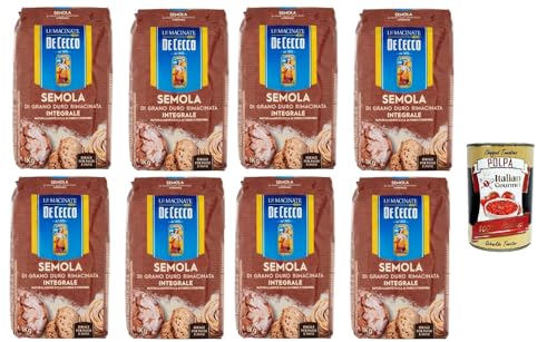 De Cecco Semola di Grano Duro Integrale Vollkorn Hartweizengrieß 8x 1Kg ideal für Pasta und Brot + Italian Gourmet polpa 400g De Cecco Semola di Grano Duro Integrale Vollkorn Hartweizengrieß 8x 1Kg ideal für Pasta und Brot + Italian Gourmet polpa 400g von Italian Gourmet E.R.