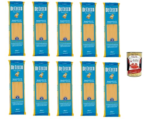 De Cecco Spaghetti N°5 100% Italienisch Pasta Nudeln 10x 500g + Italian Gourmet Polpa 400g von Italian Gourmet E.R.