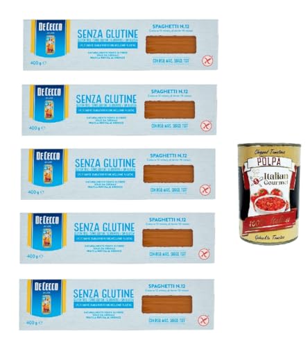 De Cecco Spaghetti senza Glutine No.12, Glutenfrei,100% Italienisch Pasta Nudeln gluten free 5x 400G + Italian Gourmet polpa 400g De Cecco Spaghetti senza Glutine No.12, Glutenfrei,100% Italienisch Pasta Nudeln gluten free 5x 400G + Italian Gourmet polpa 400g von Italian Gourmet E.R.