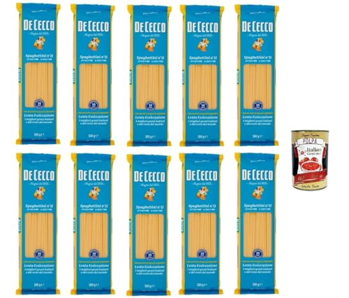 De Cecco Spaghettini N°11 100% Italienisch Pasta Nudeln 10x 500g + Italian Gourmet Polpa 400g von Italian Gourmet E.R.