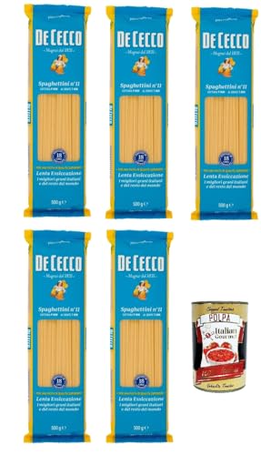 De Cecco Spaghettini N°11 100% Italienisch Pasta Nudeln 5x 500g + Italian Gourmet Polpa 400g von Italian Gourmet E.R.