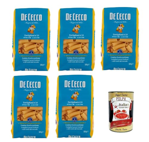 De Cecco Tortiglioni N°23, 100% Italienisch Pasta Nudeln 5x 500g + Italian Gourmet Polpa 400g von Italian Gourmet E.R.