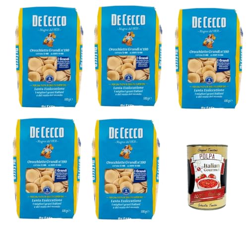 De Cecco Trofie N°188 100% Italienisch Pasta Nudeln 5x 500g + Italian Gourmet Polpa 400g von Italian Gourmet E.R.