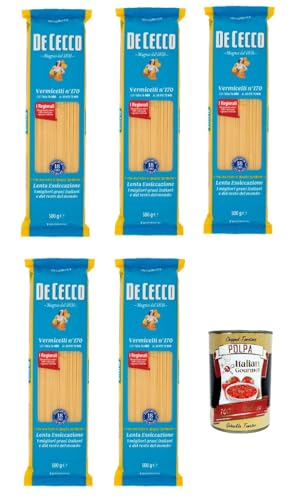 De Cecco Vermicelli N°170 100% Italienisch Pasta Nudeln 5x 500g + Italian Gourmet Polpa 400g von Italian Gourmet E.R.