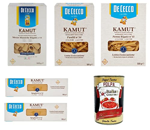 De Cecco nudeln Testpaket Kamut Marke von Khorasan-Weizen 5x 500g + Italian Gourmet polpa 400g von Italian Gourmet E.R.