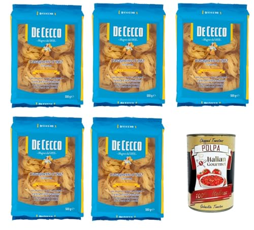 De Ceco De Cecco le Specialità Lasagnette N°202, 100% Italienisch Pasta Nudeln 5x 500g + Italian Gourmet Polpa 400g von Italian Gourmet E.R.