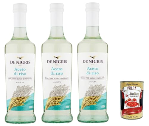 De Nigris, Aceto di riso, Reisessig, Ideal zum Würzen von Sushi und Salaten, glutenfrei 3x 500g + Italian Gourmet polpa 400g De Nigris, Aceto di riso, Reisessig, Ideal zum Würzen von Sushi und Salaten, glutenfrei 3x 500g + Italian Gourmet polpa 400g von Italian Gourmet E.R.
