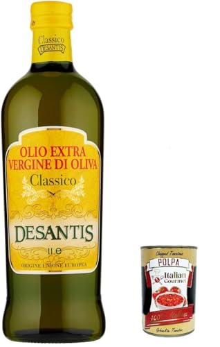 De Santis Classico Extra Natives nativ Olive Olivenöl 1L olio extravergine di oliva + Italian Gourmet polpa 400g von Italian Gourmet E.R.