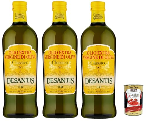 De Santis Olio extravergine di oliva Classico, Extra Natives nativ Olive Olivenöl 1L olio di oliva, 3x 1Lt + Italian Gourmet polpa 400g De Santis Olio extravergine di oliva Classico, Extra Natives nativ Olive Olivenöl 1L olio di oliva, 3x 1Lt + Italian Gourmet polpa 400g von Italian Gourmet E.R.