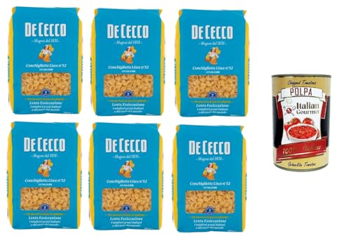 De cecco Conchigliette Lisce N°52 100% Italienisch Pasta Nudeln 6x 500gr + Italian Gourmet Polpa 400g von Italian Gourmet E.R.