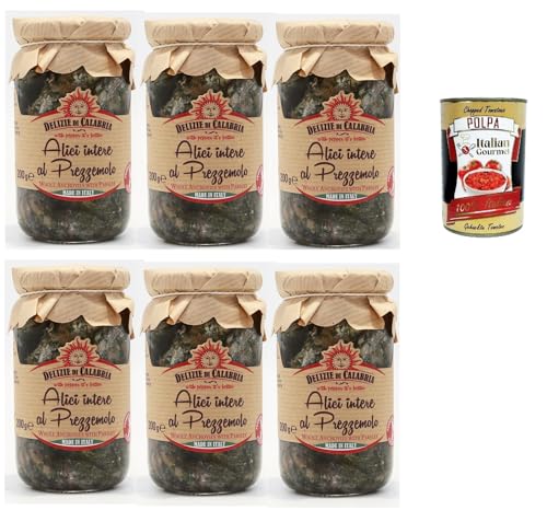Delizie di Calabria, Alici intere al Prezzemolo, Ganze Sardellen mit Petersilie, 6x 200 gr + Italian Gourmet polpa 400g Delizie di Calabria, Alici intere al Prezzemolo, Ganze Sardellen mit Petersilie, 6x 200 gr + Italian Gourmet polpa 400g von Italian Gourmet E.R.