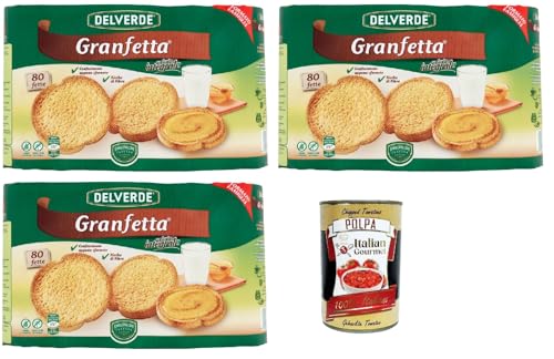 Delverde Granfetta Fette Biscottate Integrali mit Vollkornmehl 80 fette Vollkorn Zwieback Kekse 3x 600g + Italian Gourmet polpa 400g Delverde Granfetta Fette Biscottate Integrali mit Vollkornmehl 80 fette Vollkorn Zwieback Kekse 3x 600g + Italian Gourmet polpa 400g von Italian Gourmet E.R.