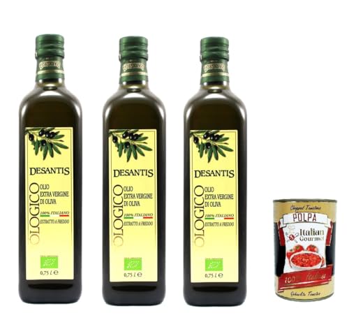 Desantis Olio Evo 100% Italiano, 100 % italienisches Natives Olivenöl extra, 3x 75cl, + Italian Gourmet polpa 400g Desantis Olio Evo 100% Italiano, 100 % italienisches Natives Olivenöl extra, 3x 75cl, + Italian Gourmet polpa 400g von Italian Gourmet E.R.