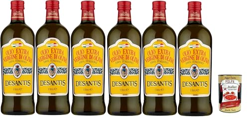 Desantis Olio Extra vergine di oliva 100% Italiano, 100% italienisches Natives Olivenöl extra, 6x 1lt, + Italian Gourmet polpa 400g Desantis Olio Extra vergine di oliva 100% Italiano, 100% italienisches Natives Olivenöl extra, 6x 1lt, + Italian Gourmet polpa 400g von Italian Gourmet E.R.
