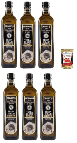 Desantis olio extra vergine di oliva DOP, Natives Olivenöl extra, terra di bari bitonto DOP, 6x 0,75 l + Italian Gourmet polpa 400g Desantis olio extra vergine di oliva DOP, Natives Olivenöl extra, terra di bari bitonto DOP, 6x 0,75 l + Italian Gourmet polpa 400g von Italian Gourmet E.R.