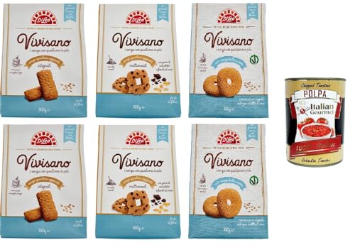 Di Leo VIvisano Testpaket Biscotti Milch- und eifreie Vollkorn- und Mehrkornkekse mit Schokoladenstückchen 4x500 2x430 gr + Italian Gourmet polpa 400g Di Leo VIvisano Testpaket Biscotti Milch- und eifreie Vollkorn- und Mehrkornkekse mit Schokoladenstückchen 4x500 2x430 gr + Italian Gourmet polpa 400g von Italian Gourmet E.R.