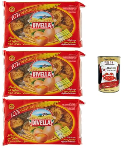 Divella 107/b Tagliatelle Paglia e Fieno, Authentische italienische Pasta, Eiernudeln – Die köstlichsten Tagliatelle zum Teilen mit der Familie -3x 500 g + Italian Gourmet polpa 400g Divella 107/b Tagliatelle Paglia e Fieno, Authentische italienische Pasta, Eiernudeln – Die köstlichsten Tagliatelle zum Teilen mit der Familie -3x 500 g + Italian Gourmet polpa 400g von Italian Gourmet E.R.