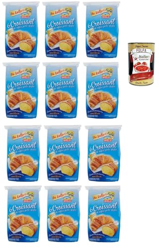 Divella Croissant Classico, Croissants mit weicher Blätterteig, 12x 240g Packung, Jede Packung enthält 6 Croissants + Italian Gourmet polpa 400g von Italian Gourmet E.R.