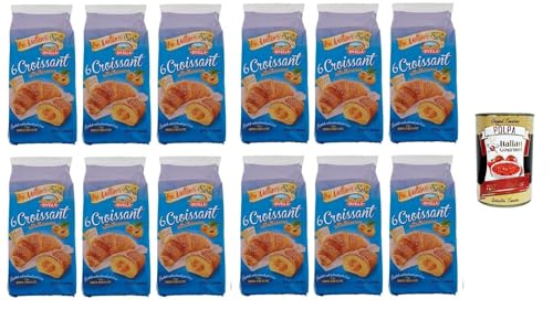 Divella Croissant all'Albicocca, Croissants mit Aprikosenfüllung, 12x 270g Packung, Jede Packung enthält 6 Croissants + Italian Gourmet polpa 400g von Italian Gourmet E.R.