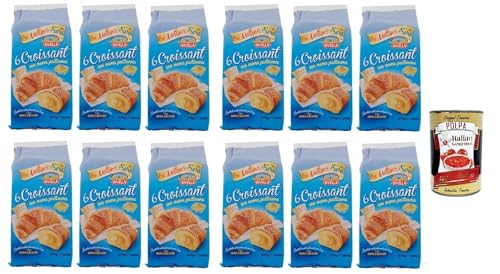 Divella Croissant con Crema Pasticcera, Croissants mit Creme, 12x 270g Packung, Jede Packung enthält 6 Croissants + Italian Gourmet polpa 400g von Italian Gourmet E.R.