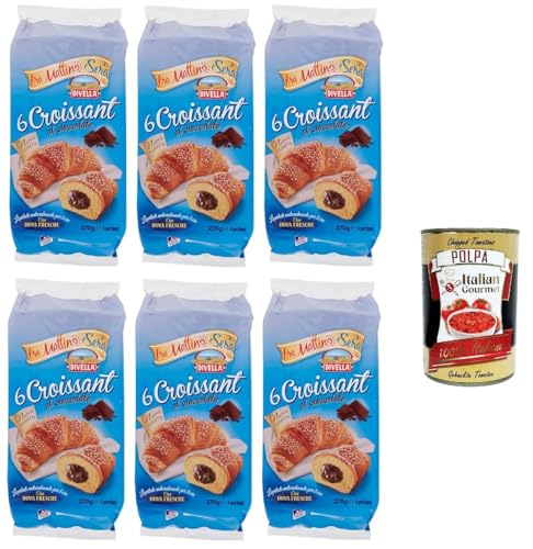 Divella Croissant con Crema al Cioccolato, Croissants mit Schokoladencreme, 6x 270g Packung, Jede Packung enthält 6 Croissants + Italian Gourmet polpa 400 von Italian Gourmet E.R.