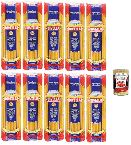 Divella Pasta 100% Italienisch Bucatini N° 6, Nudeln aus Hartweizengrieß, Kochen 7 Minuten 10x 500g + Italian Gourmet polpa 400g Divella Pasta 100% Italienisch Bucatini N° 6, Nudeln aus Hartweizengrieß, Kochen 7 Minuten 10x 500g + Italian Gourmet polpa 400g von Italian Gourmet E.R.