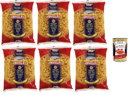 Divella Pasta 100% Italienisch Ditali 61, Nudeln aus Hartweizengrieß, Kochen 7 Minuten 6x 500g + Italian Gourmet polpa 400g Divella Pasta 100% Italienisch Ditali 61, Nudeln aus Hartweizengrieß, Kochen 7 Minuten 6x 500g + Italian Gourmet polpa 400g von Italian Gourmet E.R.