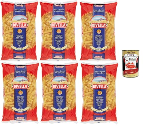 Divella Pasta 100% Italienisch Fusilli 40, Nudeln aus Hartweizengrieß, Kochen 10 Minuten 6x 500g + Italian Gourmet polpa 400g Divella Pasta 100% Italienisch Fusilli 40, Nudeln aus Hartweizengrieß, Kochen 10 Minuten 6x 500g + Italian Gourmet polpa 400g von Italian Gourmet E.R.
