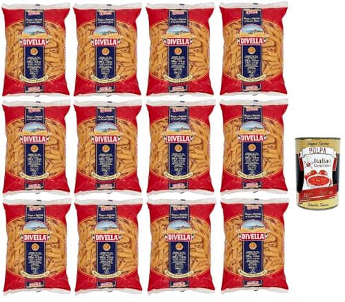 Divella Pasta 100% Italienisch Mezze penne rigate 42, Nudeln aus Hartweizengrieß, Kochen 11 Minuten 12x 500g + Italian Gourmet polpa 400g Divella Pasta 100% Italienisch Mezze penne rigate 42, Nudeln aus Hartweizengrieß, Kochen 11 Minuten 12x 500g + Italian Gourmet polpa 400g von Italian Gourmet E.R.
