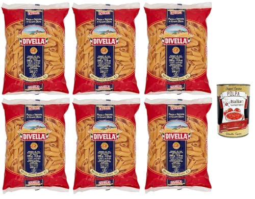 Divella Pasta 100% Italienisch Mezze penne rigate 42, Nudeln aus Hartweizengrieß, Kochen 11 Minuten 6x 500g + Italian Gourmet polpa 400g Divella Pasta 100% Italienisch Mezze penne rigate 42, Nudeln aus Hartweizengrieß, Kochen 11 Minuten 6x 500g + Italian Gourmet polpa 400g von Italian Gourmet E.R.