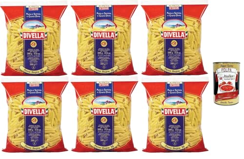 Divella Pasta 100% Italienisch Penna Regina 36, Nudeln aus Hartweizengrieß, Kochen 7 Minuten 6x 500g + Italian Gourmet polpa 400g Divella Pasta 100% Italienisch Penna Regina 36, Nudeln aus Hartweizengrieß, Kochen 7 Minuten 6x 500g + Italian Gourmet polpa 400g von Italian Gourmet E.R.