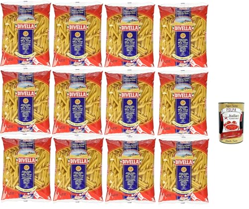 Divella Pasta 100% Italienisch Penne Mezzani 34, Nudeln aus Hartweizengrieß, Kochen 8 Minuten 12x 500g + Italian Gourmet polpa 400g Divella Pasta 100% Italienisch Penne Mezzani 34, Nudeln aus Hartweizengrieß, Kochen 8 Minuten 12x 500g + Italian Gourmet polpa 400g von Italian Gourmet E.R.