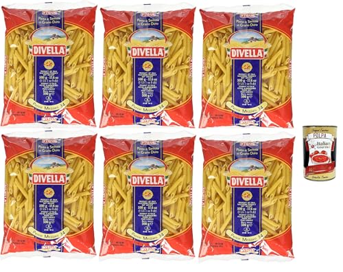 Divella Pasta 100% Italienisch Penne Mezzani 34, Nudeln aus Hartweizengrieß, Kochen 8 Minuten 6x 500g + Italian Gourmet polpa 400g Divella Pasta 100% Italienisch Penne Mezzani 34, Nudeln aus Hartweizengrieß, Kochen 8 Minuten 6x 500g + Italian Gourmet polpa 400g von Italian Gourmet E.R.
