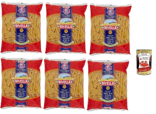 Divella Pasta 100% Italienisch Penne Ziti Rigate 27, Nudeln aus Hartweizengrieß, Kochen 9 Minuten 6x 500g + Italian Gourmet polpa 400g Divella Pasta 100% Italienisch Penne Ziti Rigate 27, Nudeln aus Hartweizengrieß, Kochen 9 Minuten 6x 500g + Italian Gourmet polpa 400g von Italian Gourmet E.R.