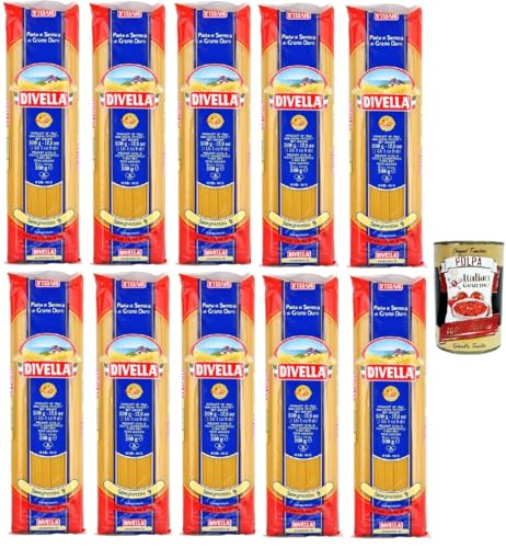 Divella Pasta 100% Italienisch Spaghettini N° 9, Nudeln aus Hartweizengrieß, Kochen 6 Minuten 10x 500g + Italian Gourmet polpa 400g Divella Pasta 100% Italienisch Spaghettini N° 9, Nudeln aus Hartweizengrieß, Kochen 6 Minuten 10x 500g + Italian Gourmet polpa 400g von Italian Gourmet E.R.