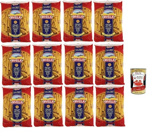 Divella Pasta 100% Italienisch Zitoni Tagliati n. 31, Nudeln aus Hartweizengrieß, Kochen 9 Minuten 12x 500g + Italian Gourmet polpa 400g Divella Pasta 100% Italienisch Zitoni Tagliati n. 31, Nudeln aus Hartweizengrieß, Kochen 9 Minuten 12x 500g + Italian Gourmet polpa 400g von Italian Gourmet E.R.