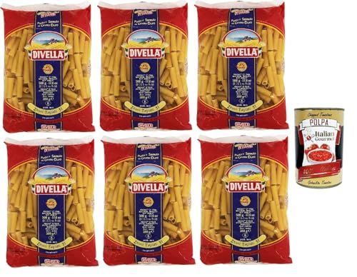 Divella Pasta 100% Italienisch Zitoni Tagliati n. 31, Nudeln aus Hartweizengrieß, Kochen 9 Minuten 6x 500g + Italian Gourmet polpa 400g Divella Pasta 100% Italienisch Zitoni Tagliati n. 31, Nudeln aus Hartweizengrieß, Kochen 9 Minuten 6x 500g + Italian Gourmet polpa 400g von Italian Gourmet E.R.