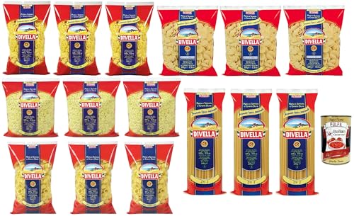 Divella Pasta Testpaket Ziti - Rotelle - Orecchiette - Stelline - Pipe Rigate, Italienische Nudeln aus Hartweizengrieß, 15x 500 g + Italian Gourmet polpa 400g Divella Pasta Testpaket Ziti - Rotelle - Orecchiette - Stelline - Pipe Rigate, Italienische Nudeln aus Hartweizengrieß, 15x 500 g + Italian Gourmet polpa 400g von Italian Gourmet E.R.