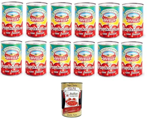 Divella Pomodorini con Buccia Con apertura a Strappo -Kirschtomaten mit Schale und Aufreißöffnung 12x400gr+Italian Gourmet polpa 400g Divella Pomodorini con Buccia Con apertura a Strappo -Kirschtomaten mit Schale und Aufreißöffnung 12x400gr+Italian Gourmet polpa 400g von Italian Gourmet E.R.