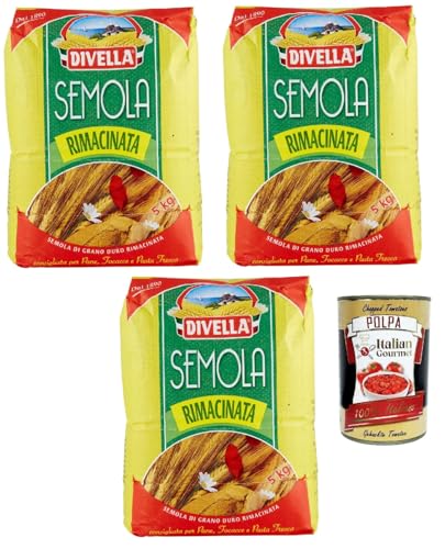 Divella Semola Rimacinata Hartweizenmehl für Pasta & Pizza 3x 5kg + Italian Gourmet polpa 400g Divella Semola Rimacinata Hartweizenmehl für Pasta & Pizza 3x 5kg + Italian Gourmet polpa 400g von Italian Gourmet E.R.