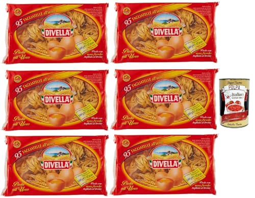 Divella - Tagliatelle all'uovo Nº 95 - Authentische italienische Pasta, Eiernudeln – Die köstlichsten Tagliatelle zum Teilen mit der Familie -6x 500 g + Italian Gourmet polpa 400g Divella - Tagliatelle all'uovo Nº 95 - Authentische italienische Pasta, Eiernudeln – Die köstlichsten Tagliatelle zum Teilen mit der Familie -6x 500 g + Italian Gourmet polpa 400g von Italian Gourmet E.R.