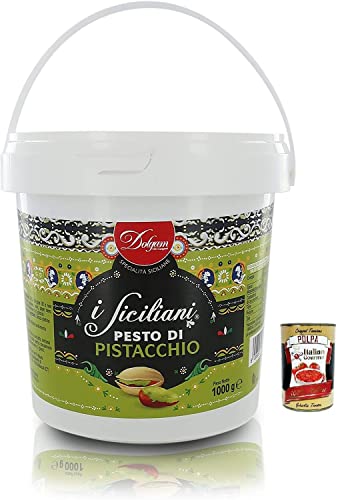 Dolgam I Siciliani Pistazien-Pesto Glutenfreie,Sizilianische Spezialitäten,1000g-Eimer,Pistazien aus Sizilien mit 65% + Italian Gourmet Polpa di Pomodoro 400g Dose Dolgam I Siciliani Pistazien-Pesto Glutenfreie,Sizilianische Spezialitäten,1000g-Eimer,Pistazien aus Sizilien mit 65% + Italian Gourmet Polpa di Pomodoro 400g Dose von Italian Gourmet E.R.