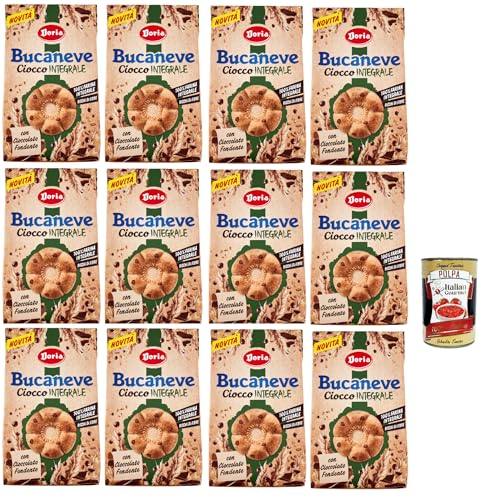 Doria Bucaneve Ciocco Integrale, Kekse Vollkornkekse mit Vollkornmehl und Dunkler Schokolade, 12x 300g Beutel + Italian Gourmet Polpa di Pomodoro 400g Dose Doria Bucaneve Ciocco Integrale, Kekse Vollkornkekse mit Vollkornmehl und Dunkler Schokolade, 12x 300g Beutel + Italian Gourmet Polpa di Pomodoro 400g Dose von Italian Gourmet E.R.