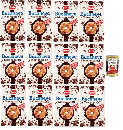 Doria Bucaneve Maxigocce XL Frollini con Gocce di Cioccolato Kekse mit Schokoladentropfen Biscuits Cookie 12x 300g Ideal für Ihr Frühstück oder Ihren Snack + Itlaian Gourmet polpa 400g Doria Bucaneve Maxigocce XL Frollini con Gocce di Cioccolato Kekse mit Schokoladentropfen Biscuits Cookie 12x 300g Ideal für Ihr Frühstück oder Ihren Snack + Itlaian Gourmet polpa 400g von Italian Gourmet E.R.